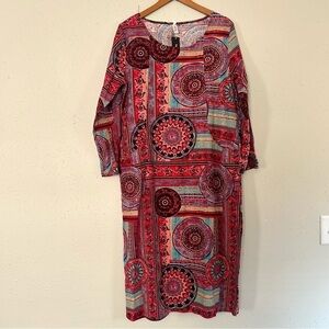🦋 NWT Fashion Mia Colorful Long Sleeve Midi Dress XXL